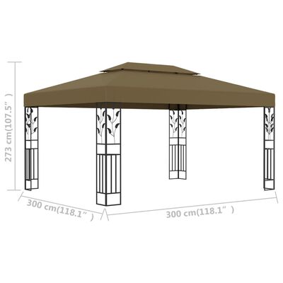 vidaXL Paviljong dubbla tak 3x4 m taupe 180 g/m²