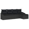 vidaXL Soffset med kudde med lagring 5 pcs Svart konstrotting