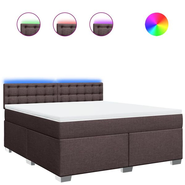 vidaXL Rams&auml;ng med madrass m&ouml;rkbrun 180x200 cm tyg