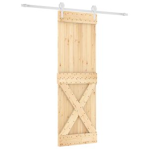 vidaXL Skjutd&ouml;rr Naturlig och vit 70 x 210 cm Massiv furutr&auml;d&ouml;rr