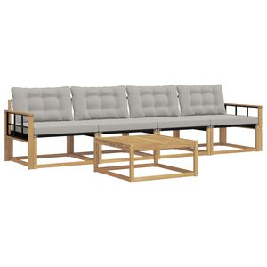 vidaXL Utomhussoffset 5 pcs Vit och ljusgr&aring; 79 x 79 x 37 cm