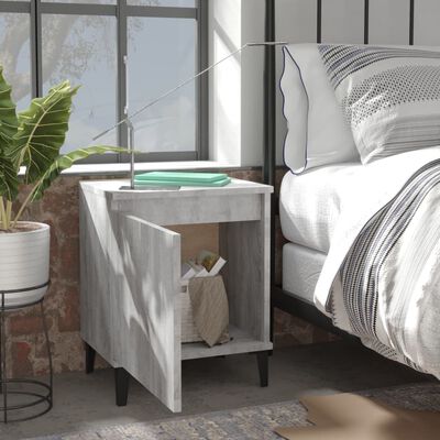 vidaXL Sängbord med metallben grå sonoma 40x30x50 cm
