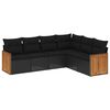 vidaXL Loungegrupp med dynor 6 delar svart konstrotting