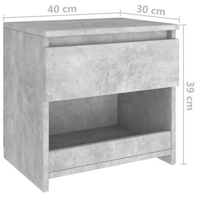 vidaXL Nattduksbord 2 st betonggrå 40x30x39 cm konstruerat trä
