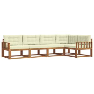 vidaXL Utomhussoffset med kudde 5 pcs Naturlig och Gr&auml;dde