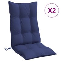 vidaXL Stolsdynor för stolar med hög rygg 2 st marinblå oxfordtyg