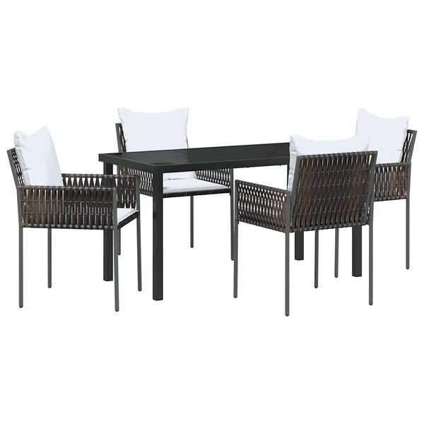 vidaXL Tr&auml;dg&aring;rdsm&ouml;belset 5 pcs Brun och svart PE Rattan