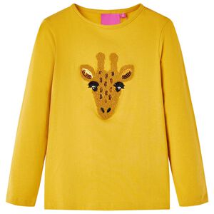 T-shirt med l&aring;nga &auml;rmar f&ouml;r barn m&ouml;rk ockra 104