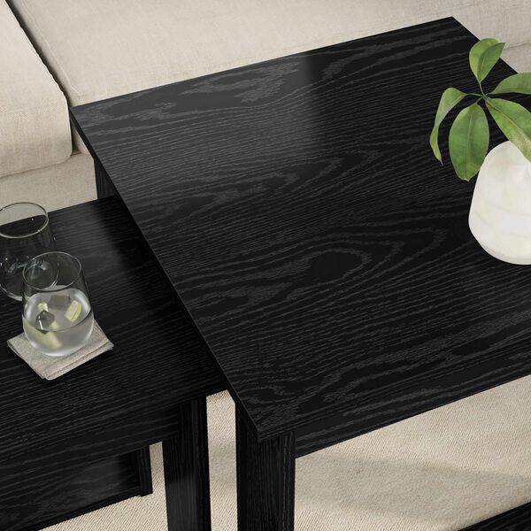 vidaXL Kaffebordsset 2 pcs Svart Ek Konstruerat tr&auml;