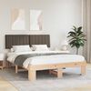 vidaXL S&auml;ngram med Kl&auml;dd Huvudgavel Taupe 150 x 200 cm Massiv furu