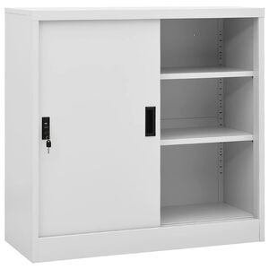 vidaXL Dokumentsk&aring;p med skjutd&ouml;rr ljusgr&aring; 90x40x90 cm st&aring;l