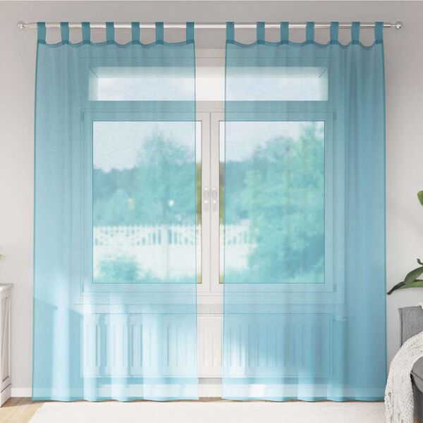 vidaXL Voile gardiner med öglor 2 st turkos 140x245 cm