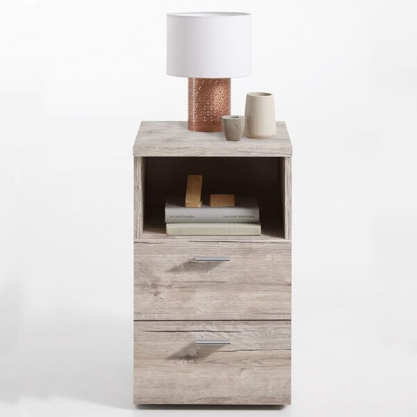 FMD S&auml;ngbord med 2 l&aring;dor och &ouml;ppen hylla sandek