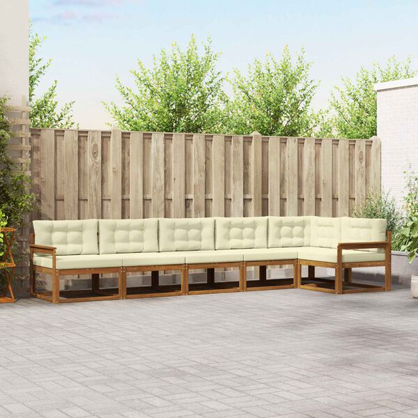 vidaXL Utomhussoffset med kudde 6 pcs Naturlig och Gr&auml;dde