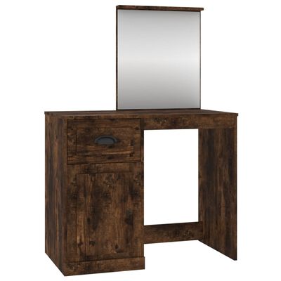 vidaXL Sminkbord med spegel rökfärgad ek 90x50x132,5cm konstruerat trä