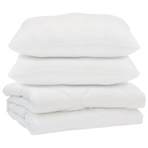 vidaXL Dunt&auml;cke med kudde 3 pcs Vit Mikrofiber