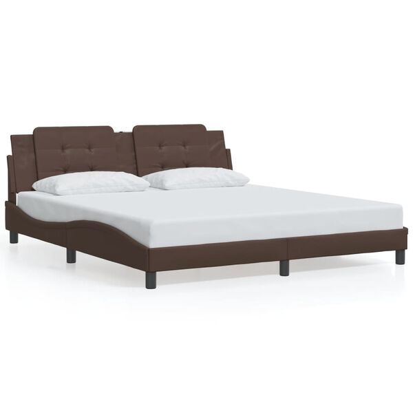 vidaXL Bed Frame without Mattress "Zadar" Brown 180x200 cm Faux Leather