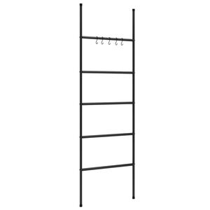 vidaXL Handduksh&auml;ngare med stege och 5 niv&aring;er svart 58x175 cm j&auml;rn
