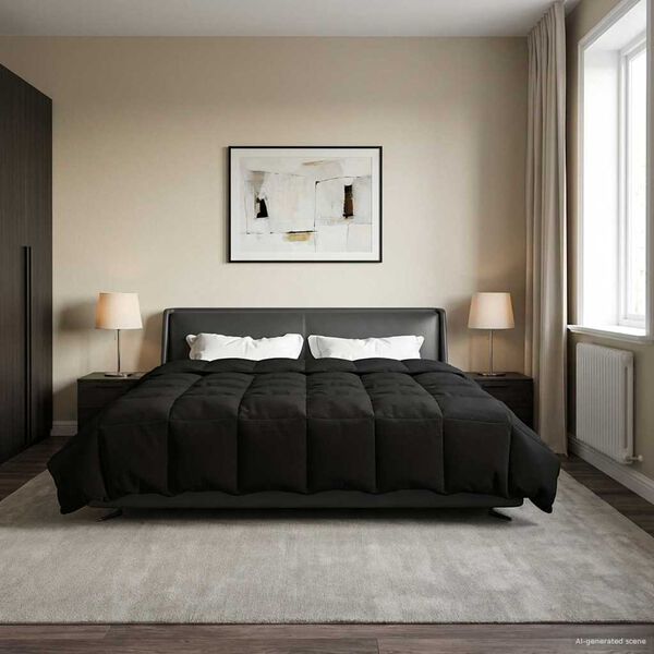 vidaXL Vinter T&auml;cke Quiltad Svart 220 x 240 cm Mikrofiber