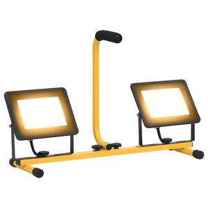 vidaXL Str&aring;lkastare med handtag 2x50 W LED varmvit