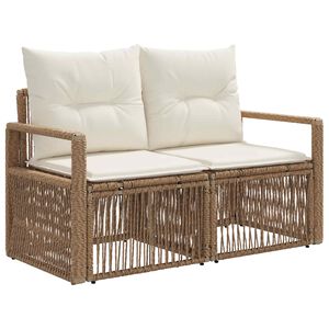 vidaXL Tr&auml;dg&aring;rdsoffa 2-Antal sittplatser Beige konstrotting