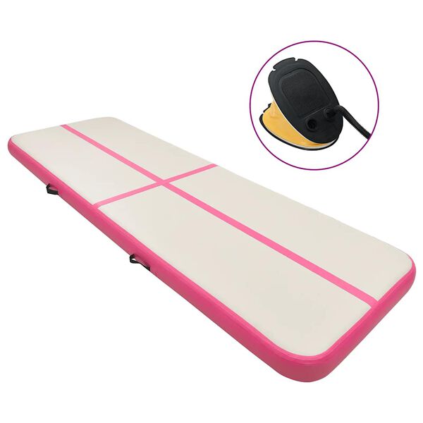 vidaXL Uppbl&aring;sbar gymnastikmatta med pump 700x100x20 cm PVC rosa