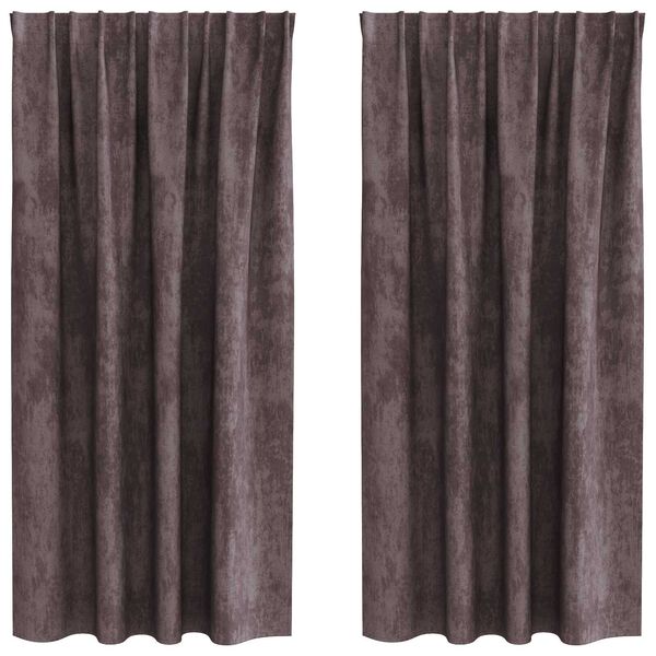 vidaXL Sammetsgardiner med gardiner 2 pcs Brun 175 x 140 cm Sammet