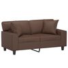 vidaXL 2-sitssoffa med kuddar&dynor brun 120 cm konstl&auml;der