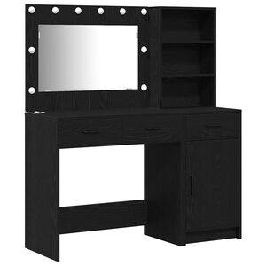 vidaXL Smyckebord med spegelbelysning 2 pcs Svart Konstruerat tr&auml;