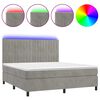vidaXL Rams&auml;ng med madrass & LED ljusgr&aring; 160x200 cm sammet