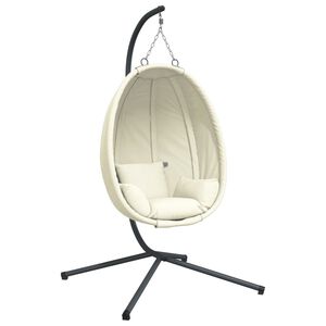 vidaXL H&auml;ngstol med dyna beige konstrotting och st&aring;l