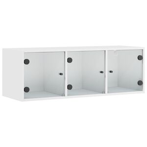 vidaXL Sidosk&aring;p med glasd&ouml;rrar vit 102x37x35 cm