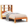 vidaXL S&auml;ng med bokhylla utan madrass vaxbrun 75x190 cm massiv furu