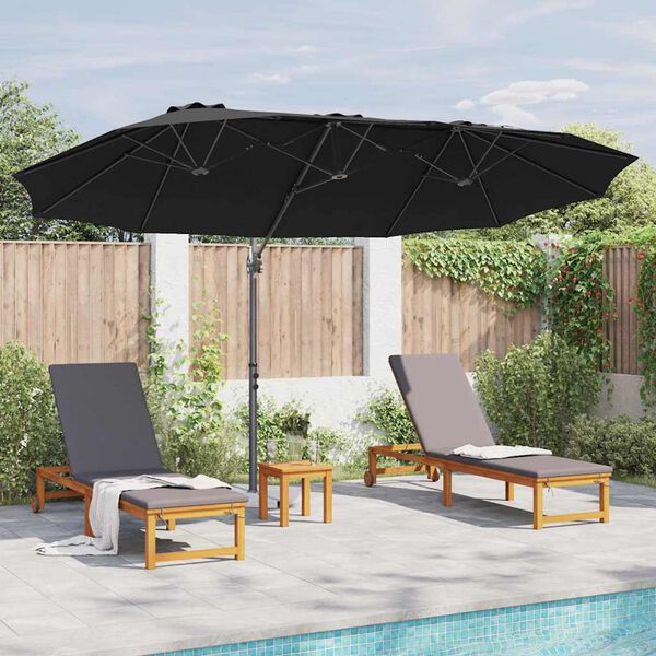 vidaXL Trädgårdskantileverparasol Svart 372 x 198 x 243 cm
