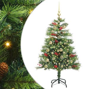 vidaXL Konstgjord julgran med LED -remsljus Gr&ouml;n 150 cm PVC och metall
