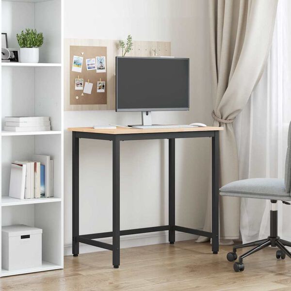 vidaXL bord Naturf&auml;rg 80 x 50 x 77 cm Konstruerat tr&auml; och st&aring;l