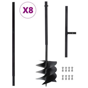 vidaXL Jordborr med handtag 250 mm med f&ouml;rl&auml;ngningsr&ouml;r 8 m st&aring;l