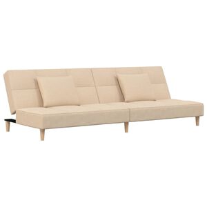 vidaXL B&auml;ddsoffa 2-sits med tv&aring; kuddar gr&auml;ddvit tyg
