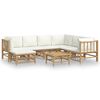 vidaXL Loungegrupp 8 delar gr&auml;ddvita dynor bambu