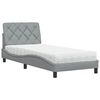 vidaXL Bed with Mattress Light Grey 90x200 cm Fabric