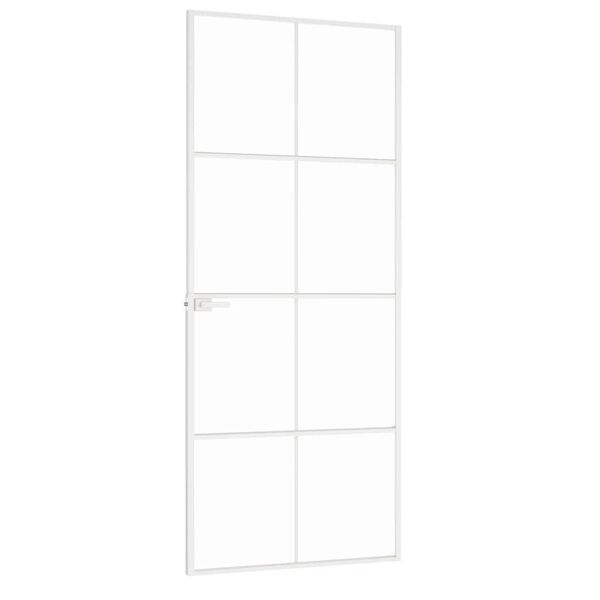 vidaXL Innerd&ouml;rr 83x201,5 cm h&auml;rdat glas och aluminium slim