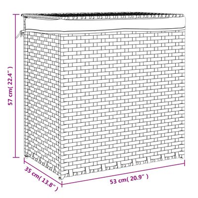 vidaXL Tvättkorg med 2 sektioner grå 53x35x57 cm konstrotting