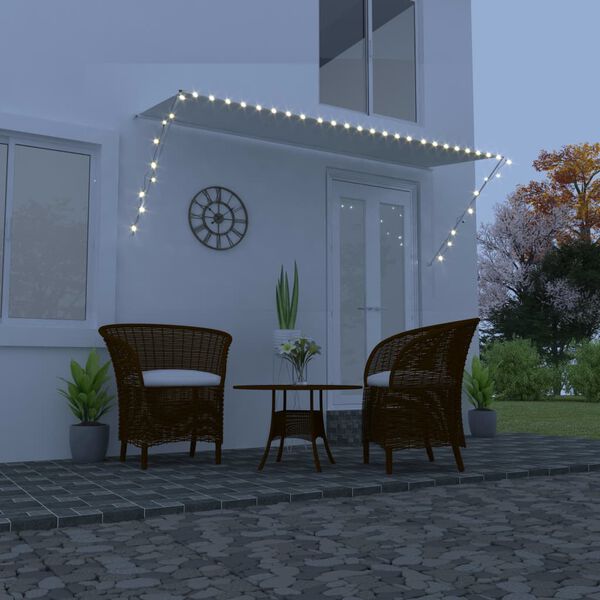 vidaXL Markis med LED 350x150 cm gr&auml;ddvit