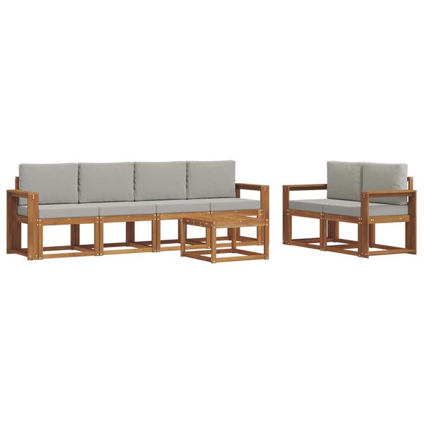 vidaXL Utomhussoffset 7 pcs Naturlig och Ljus Gr&aring; Massivt Akaciatr&auml;