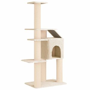 vidaXL Katttr&auml;d med sisal kl&ouml;spelare Gr&auml;ddvit 183 cm