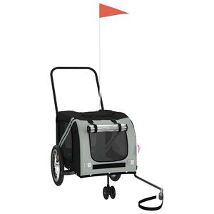 vidaXL Cykelvagn f&ouml;r djur gr&aring; och svart oxfordtyg och j&auml;rn