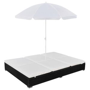vidaXL Sols&auml;ng med parasoll konstrotting svart