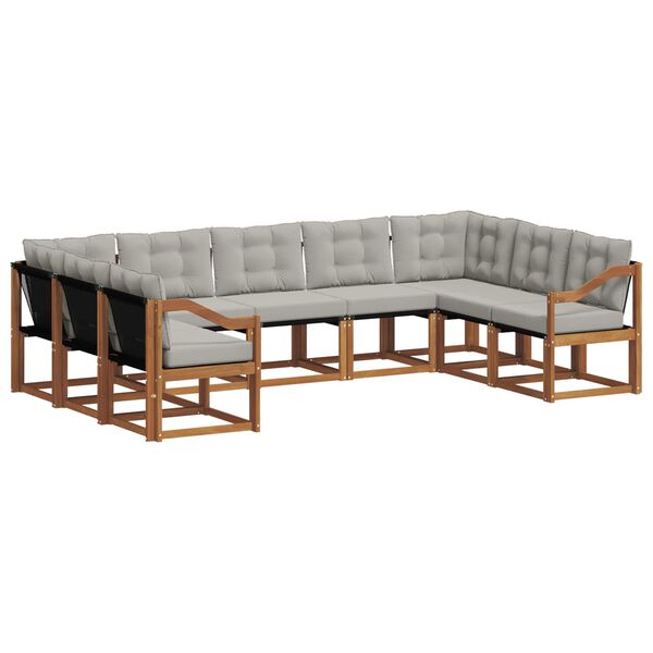 vidaXL Utomhussoffset 9 pcs Naturlig och Ljus Gr&aring; Massivt Akaciatr&auml;