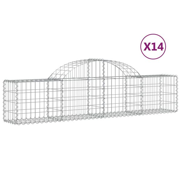 vidaXL Gabion bågformad 14 st 200x30x40/60 cm galvaniserat järn