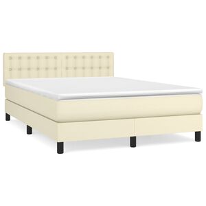 vidaXL Rams&auml;ng med b&auml;ddmadrass gr&auml;ddvit 140x200 cm konstl&auml;der